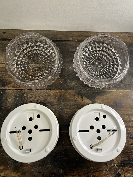 Image 1 of Vintage Set of 2 Crystal Ceiling Lamps