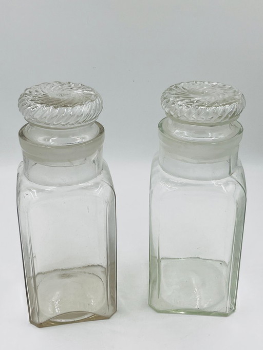 Duo of glass confectionery jars
