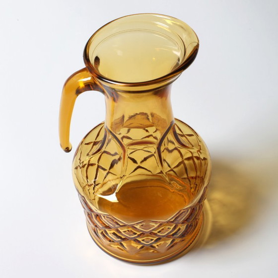 Zeldzame vintage Italiaanse design karaf van amberkleurig glas / kan uit het midden van de 20e eeuw / (photo 6 of 7)