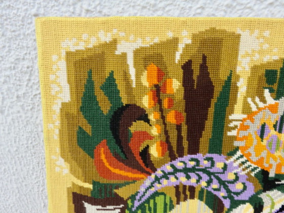 Gran tapiz futurista y psicodélico, al estilo de Jean Lurçat, años 60-70. – Decoración de pared, Wool (photo 6 of 15)