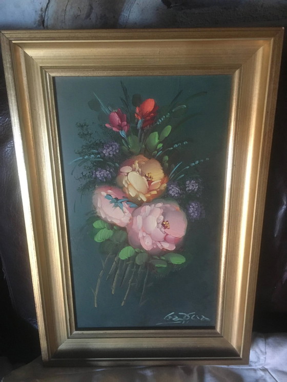 Dipinto a olio bouquet di fiori – Dipinti e disegni, Canvas, Vintage (photo 2 of 7)