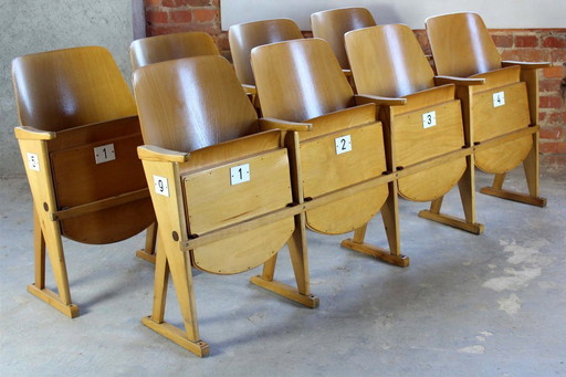 Sillas de cine vintage de Ton, década de 1960, juego de 13