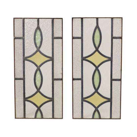Art Deco Glasraam Glas in Lood Geometrisch 51x24cm – Decoratieve objecten (photo 14 of 14)
