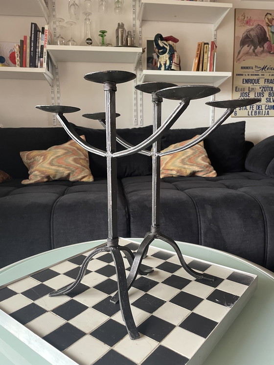 Image 1 of Large handcrafted brutalism candleholders