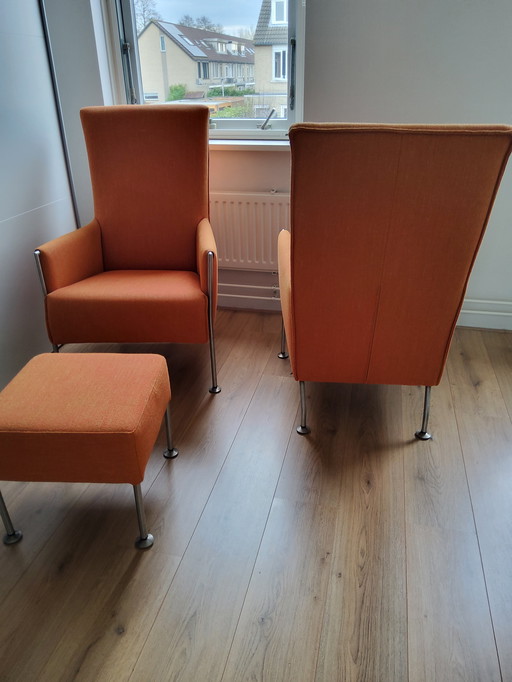 Cartel Living Design Armchair Set of 2 with Hocker