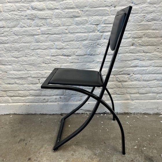 Image 1 of 4x KFF chaise design, acier noir - minimaliste / Memphis