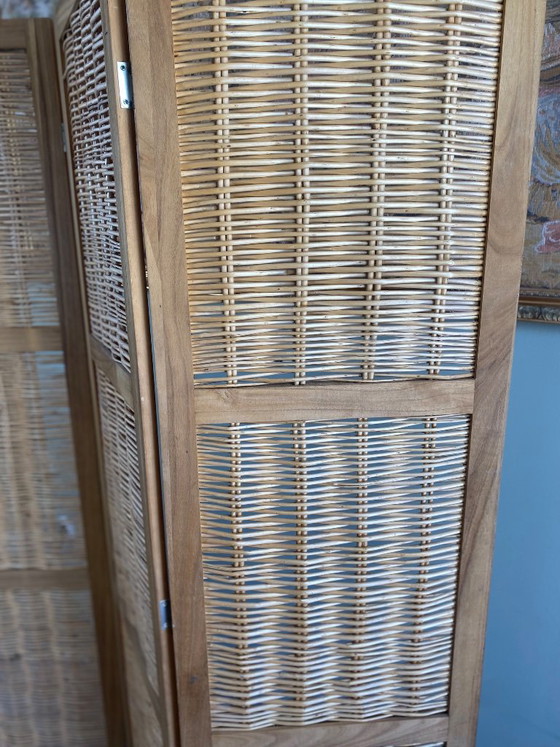 Woven Wicker 3-Panel Room Screen – Wood (photo 6 of 13)