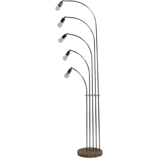 Vintage vloerlamp van chroom en marmer, Italië 1970