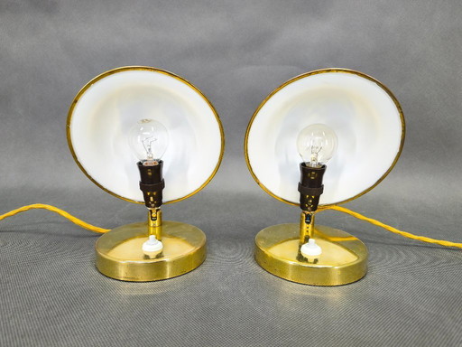 Pair of Art Deco Adjustable Brass Table Lamps, 1930s Czechoslovakia