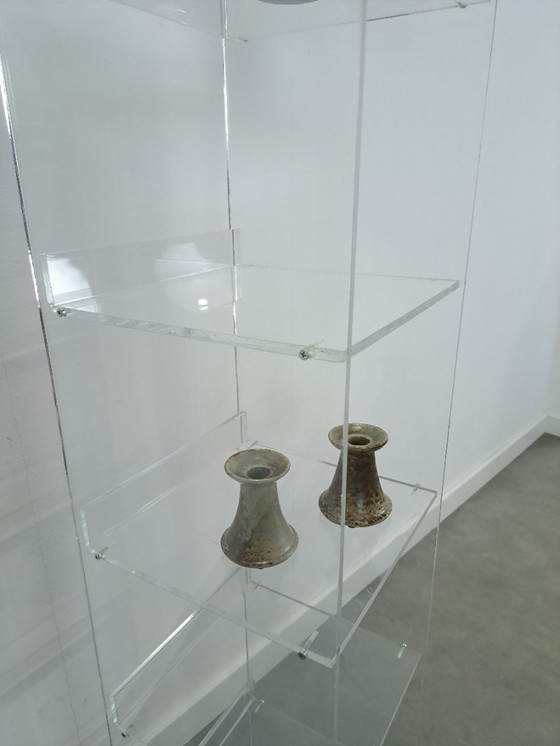 Image 1 of Plexiglass Shelving Unit Storage Cabinet on Wheels