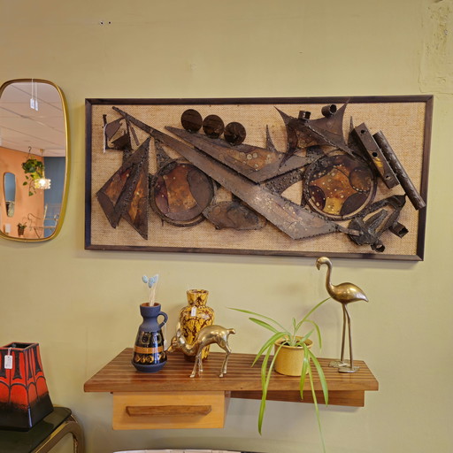 Mobiletto da parete vintage di metà secolo, mobiletto da corridoio, mensola a muro, portachiavi sospeso