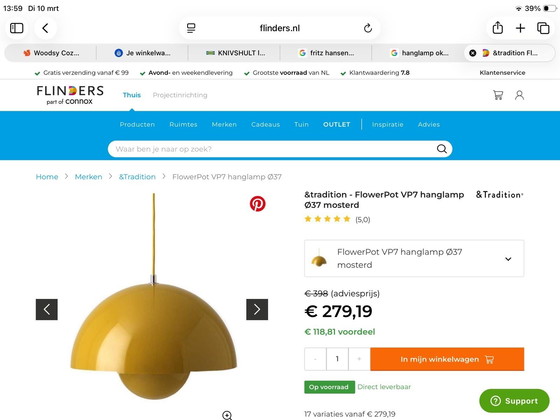 Image 1 of FlowerPot VP7 hanglamp mosterd