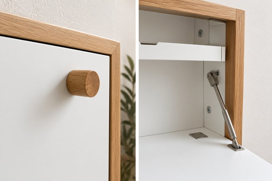 Woodman Brenta Wall Desk / Wall Secretary – Oak & White – Metal (photo 5 of 5)
