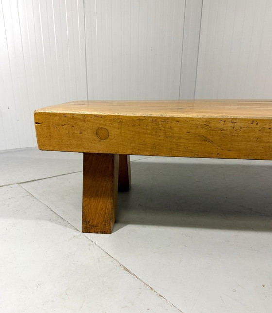 Image 1 of Brutalist robust hardwood coffee table 1960s