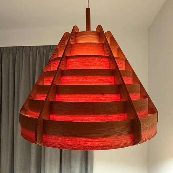 Designer pendant lamp by Hans-Agne Jakobsson for AB Ellysett Markaryd - 1960s. – AB Ellyset Markaryd., Wood (photo 5 of 19)