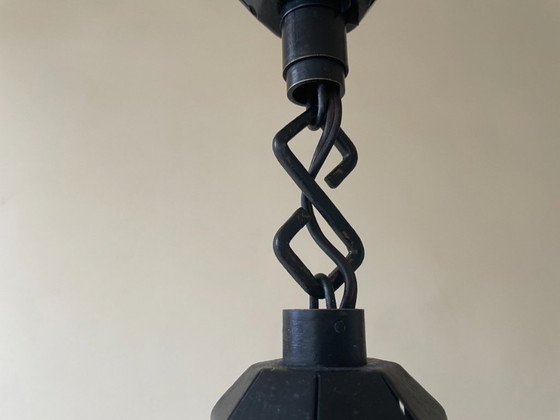 Lamp Pendant lamp Art Deco Bauhaus Opaline French – Glass, Iron (photo 5 of 11)