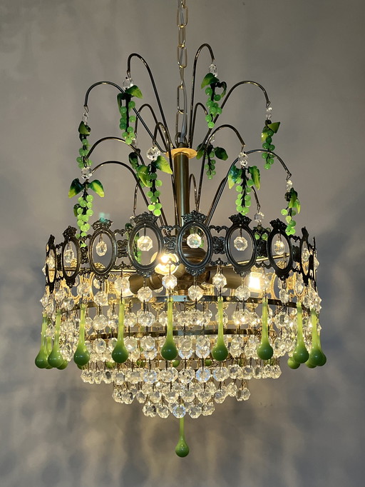 Italian Green Grapes Chandelier Pendant Lamp Vintage