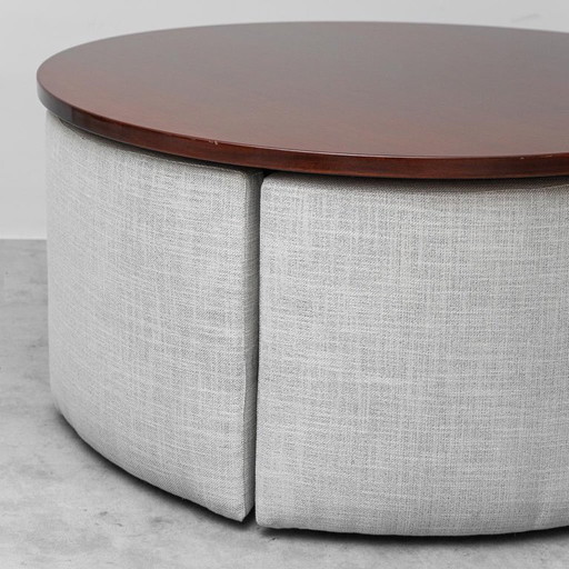 JUEGO DE COMEDOR MODERNO VINTAGE DE LOS AÑOS 70 CON MESA REDONDA Y 6 SILLAS