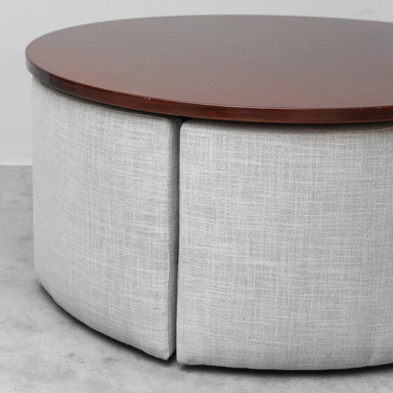 Image 1 of SET DA PRANZO VINTAGE ANNI '70 IN STILE MODERNO CON TAVOLO ROTONDO E 6 SEDIE