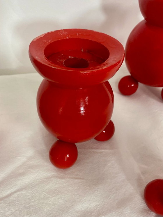 Image 1 of Set aus 4 schwedischen Holzkerzenständern – 1950er Jahre