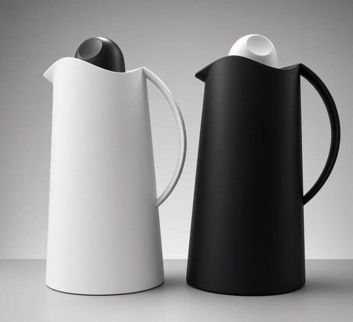 Vintage Alfi La Ola Thermoskanne Set Kaffee/Tee (Julian Brown) Yin-Yang Look Schwarz/Weiß