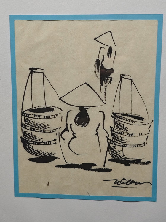 Image 1 of Dibujo a tinta, Vietnam, mediados del siglo XX.
