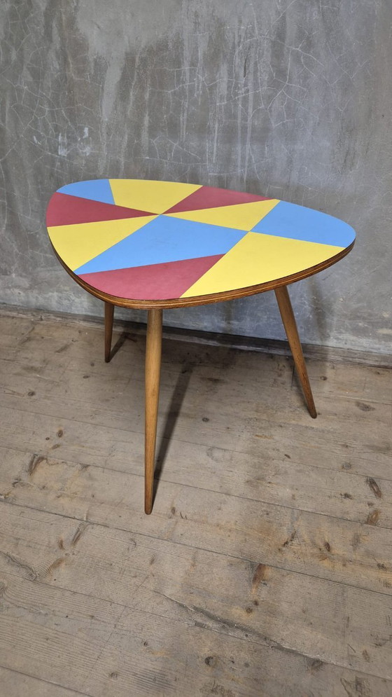Image 1 of Czechoslovak Brussels Style Oak and Colored Umakart Table, 1950s