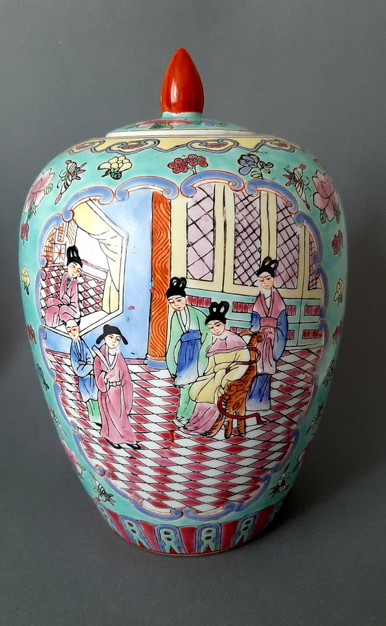 Image 1 of 2 Chinese Famille Rose lidded pots