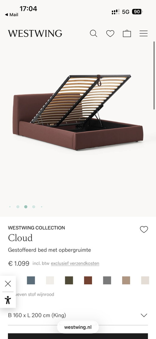 Westwing Cloud bed with storage space 160 x 200 cm