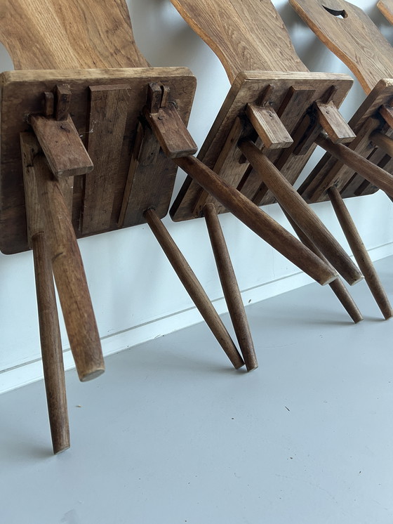 Image 1 of Set of four oak farm chairs