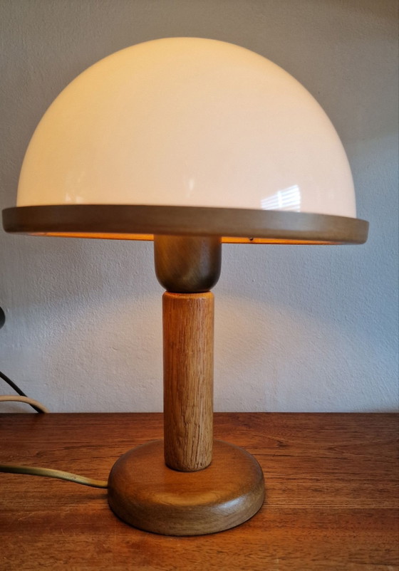 Vintage Steinhauer Mushroom Table Lamp, Metal, Plastic, Brown (photo 2 of 8)