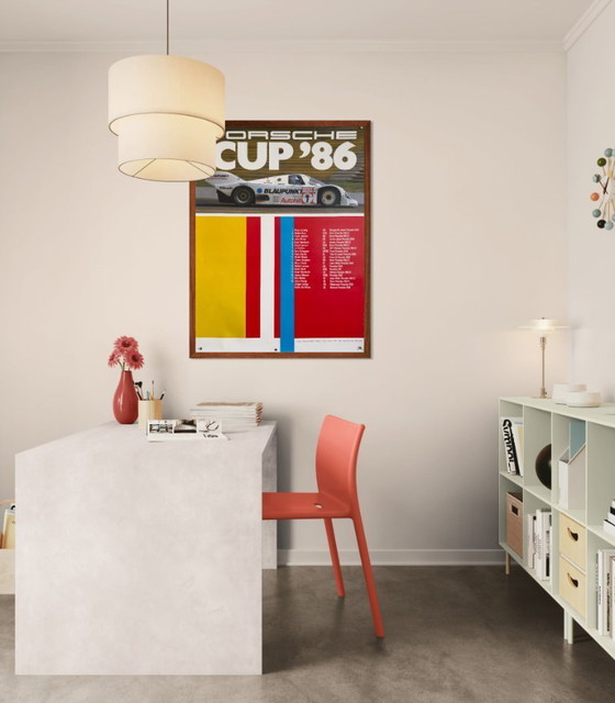 Image 1 of 🏁 Original Porsche "CUP '86" Racing Poster - Joest / Brun / Blaupunkt | XL 102x76cm Plakat