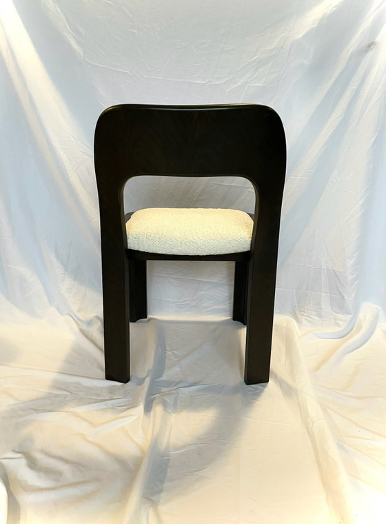 Chaises de salle à manger vintage, Chêne massif & bouclé ivoire, Bois, Marron (photo 6 sur 8)