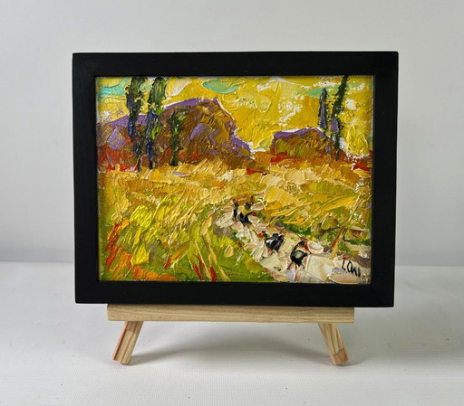 Original Oil Painting Summer Field Landscape The color of harvest