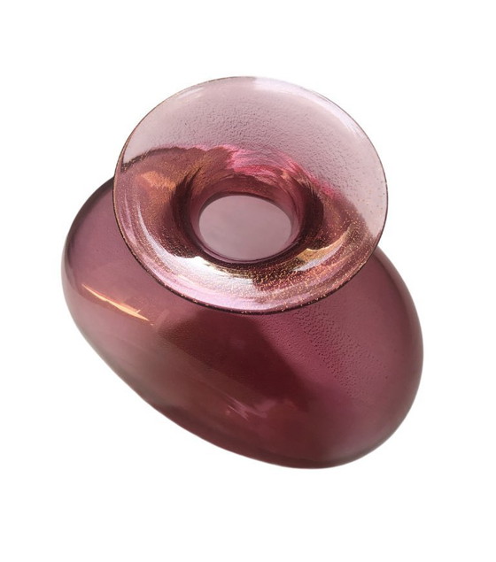 Image 1 of Purpurrosa Murano-Glasvase mit Aventurin, signiert Archimede Seguso, um 1960