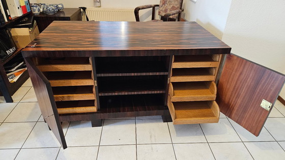 Image 1 of Scrivania Art Déco indipendente con sedia, ebano Makassar