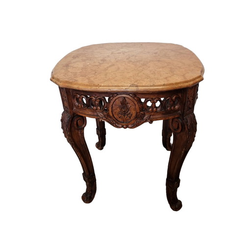 Table d'appoint de style Louis XV avec plateau en marbre, 20e siècle