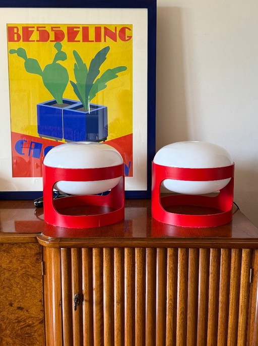 Joe Colombo, space age set of 2 mod. KD27 table lamps, Kartell Italy 1970s