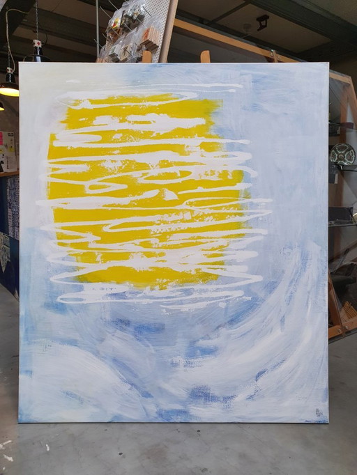 grand tableau avec soleil jaune