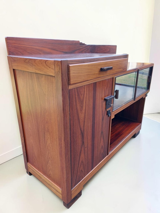 Art Deco Kast Amsterdamse School Dressoir Kast – Wood, Glass (photo 13 of 13)