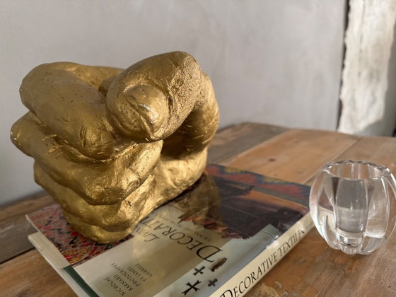 Image 1 of Vintage Large Handmade Hand Gold Art Academy