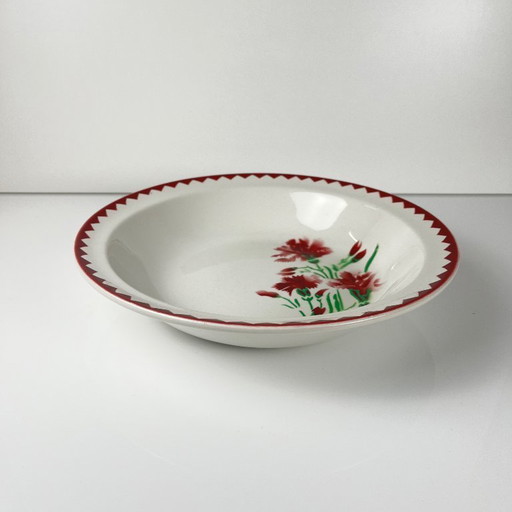 Große Salatschüssel mit Rand, Modell "Oeillet", Sarreguemines, 1920-50