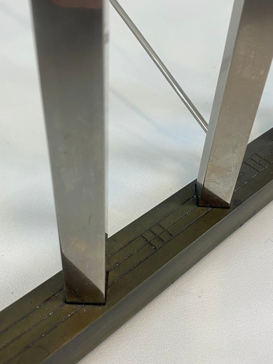 Vintage coffee table by Peter Ghyczy – 1970s – Coffee table books, Bronze, Glass (photo 3 of 6)