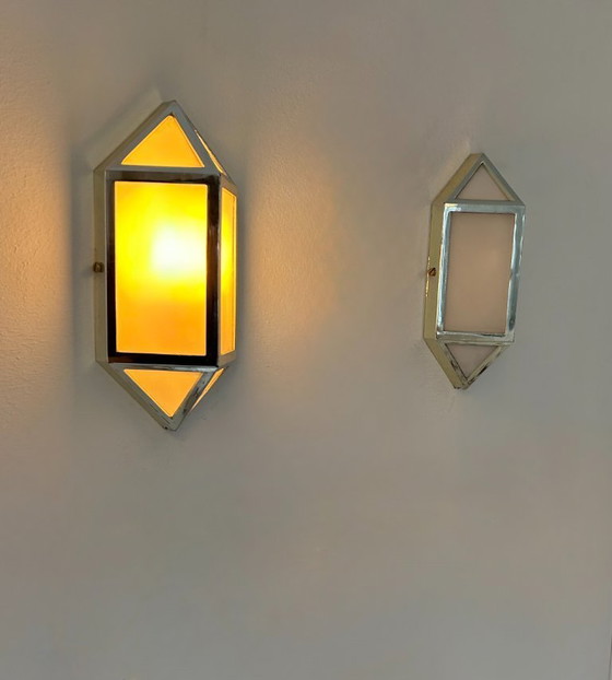 Image 1 of Coppia di applique vintage, ABS cromato e Perspex satinato, Francia, 1980