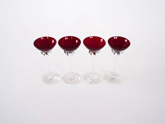 Image 1 of Set of ruby glasses, Danish design, 1970s, manufactured in Denmark