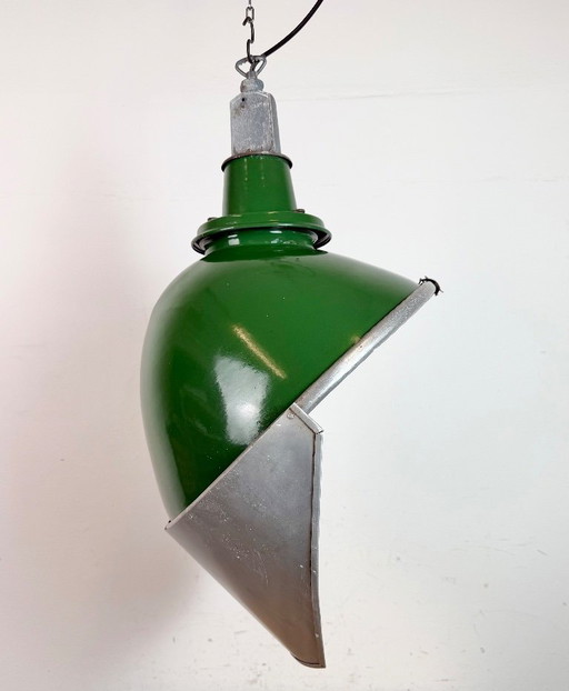 Large Industrial British Green Enamel Factory Pendant Lamp from Benjamin, 1960s