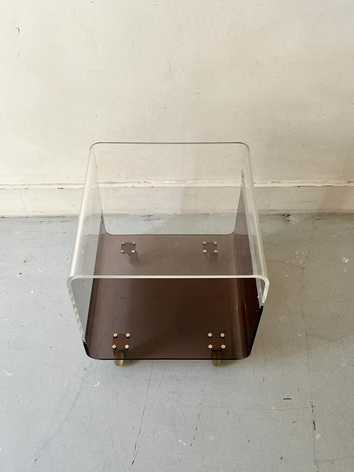 HiFi Sideboard Smoked & Transparent Plexiglas, Design Circa 1970