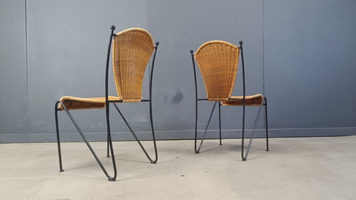 Wicker Chairs by Frederick Weinberg, 1960s, Set of 6
