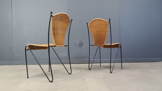 Image 1 of Rieten stoelen van Frederick Weinberg, jaren 1960, set van 6