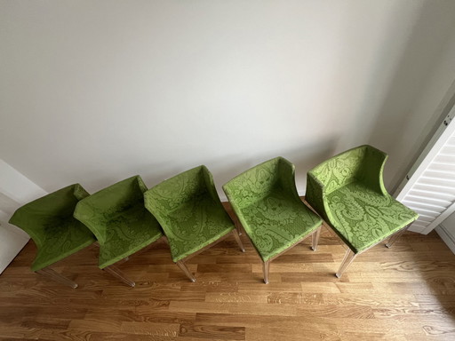5 x Kartell The Mademoiselle Chair in damask green
